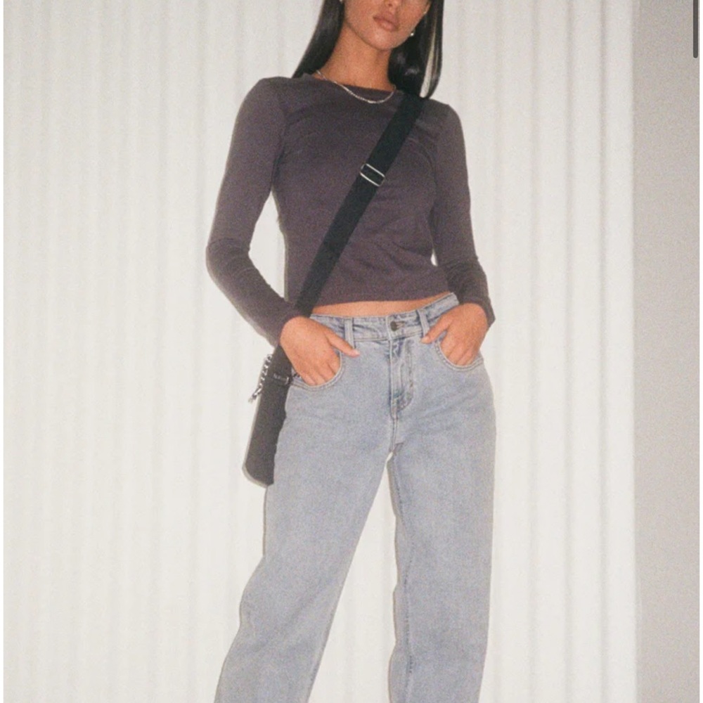Motel Rocks Low Rise Parallel Jeans In Light Wash Blue - Picture 5 of 5
